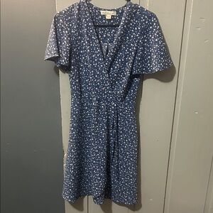 Floral Blue Wrap Dress